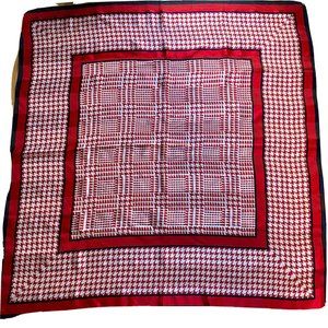 Adrienne Vittadini designer red houndstooth scarf wrap retro 34"x35"